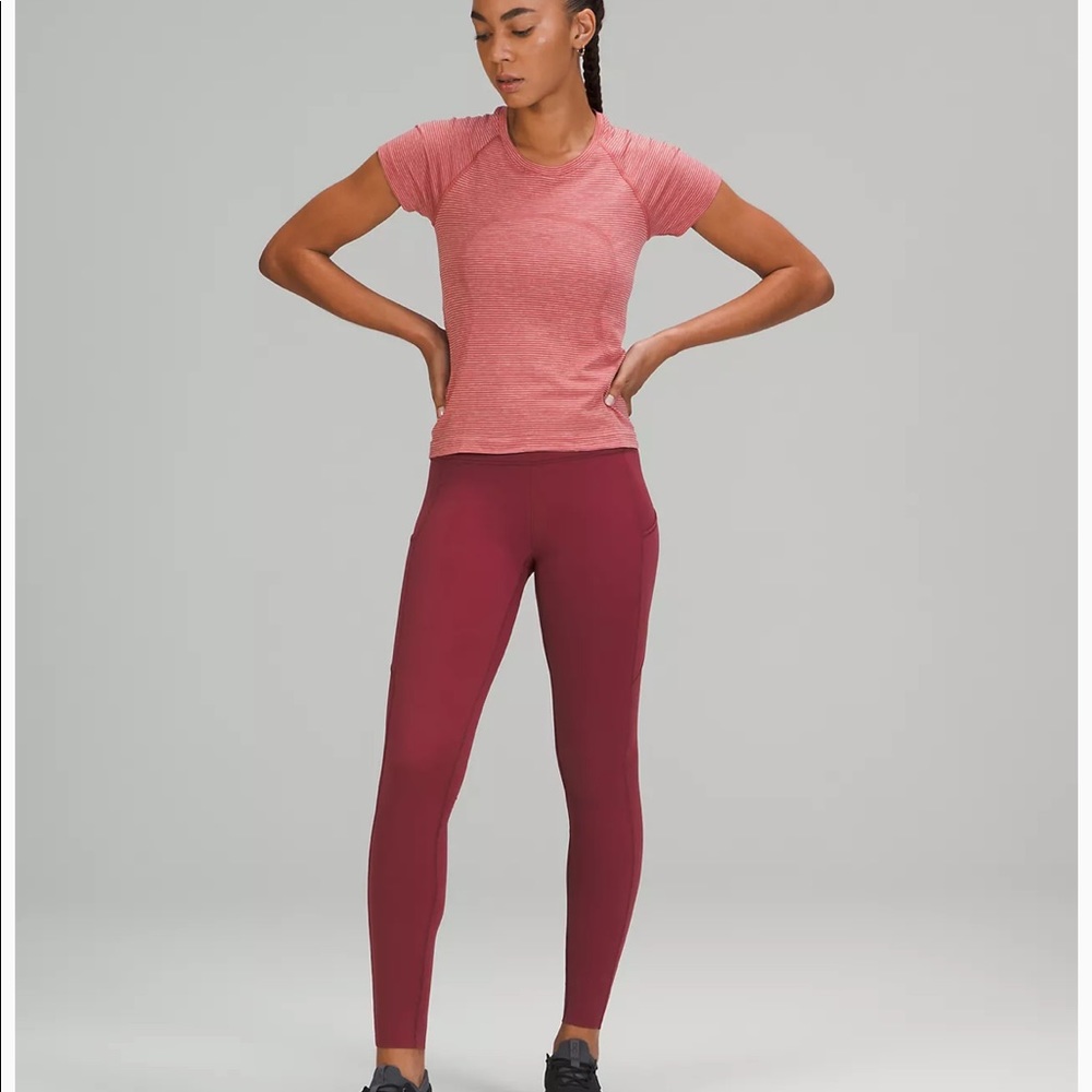 Lululemon Fast and Free Leggings in cranberry
